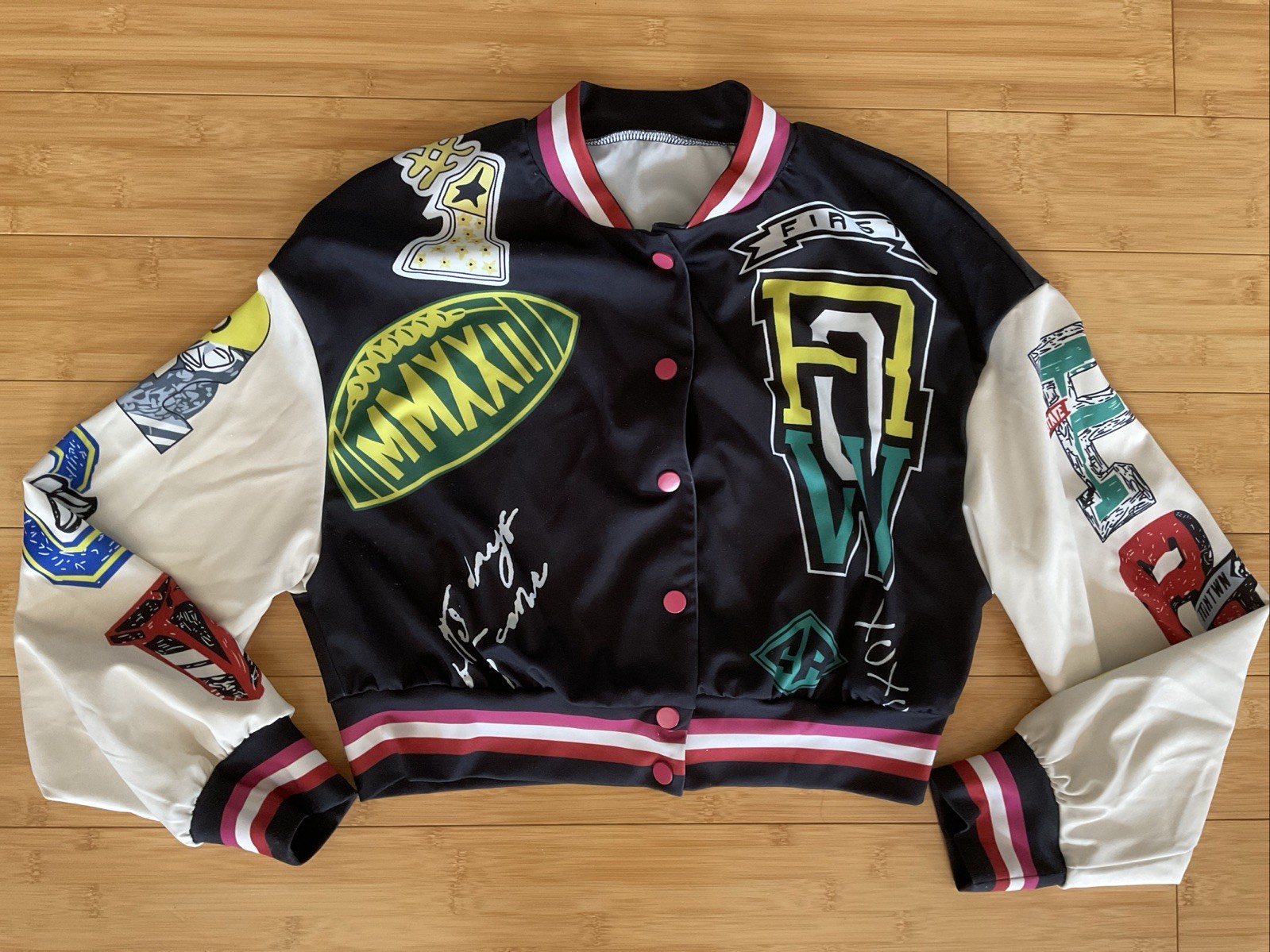 Giacca Bomber Silky Prima Fila Multi Patch Varsity "Keep Things Simple" Junior M