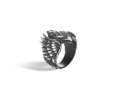 New John Hardy $495 Men's Sterling Silver Legends Eagle Ring Sz 9,Pouch,cloth