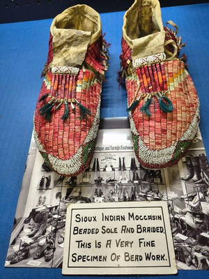 #ad Rare Antique Sioux Indian Moccasin Fully Beaded Sole and Braided 1880 $5000.00