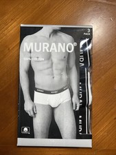 Murano Briefs 100 Cotton 3 Pack Black/Grey/White Size Large 36-38 New In Box