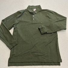 Brooks Brothers Performance Polo Mens Large Green L/S Slim Fit Cotton Pique Logo