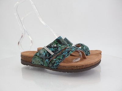 Earth Women's Onida Sandal Size 7 Blue Snake Vegan Braided Toe Post Slides