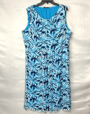 Allen Kay Dress Womens 18 Plus Blue Floral Tank Chiffon Tropical Fairy Coquette