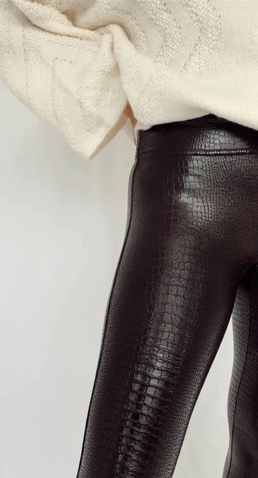 LEGGINGS SPANX Imitación Cuero Brillante-#20303R-Marrón Croc CROCO-Talla Grande 2X LKNU! Foto 4 de 4