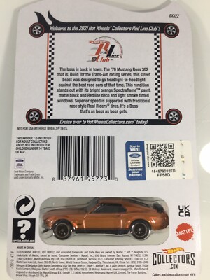 HOT WHEELS RLC RED LINE CLUB '70 MUSTANG BOSS 302 | eBay