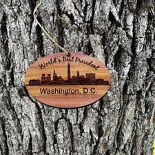 worlds Best President Washington DC - Cedar Ornament