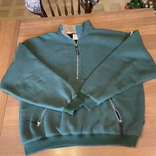 Champion Mens 1/2 Zip Pullover Malden Mills Polar Fleece Green Mesh Sz L Vintage
