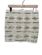 Sequin Sequined Size Medium Holiday New Years Mini Skirt Gold  Silver