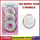 120 Needle Wheel Plastic Head Berry Pins Assorted Colours Sewing Craft
