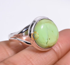 Lemon Chrysoprase Ring 925 Sterling Silver Statement Rings Jewelry Gift for Her