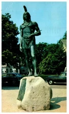 STATUE OF MASSASOIT,PROTECTOR OF PILGRIMS,PLYMOUTH,MASS.VTG POSTCARD*A16