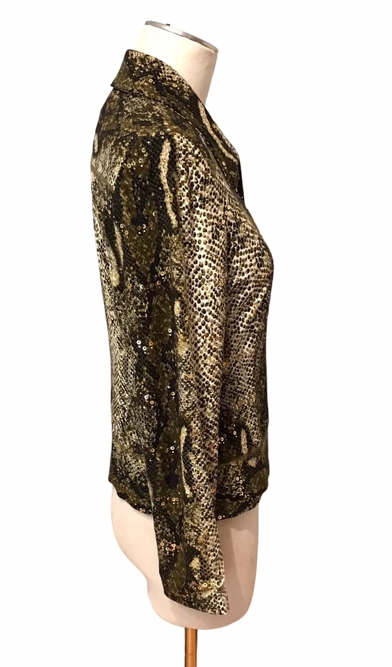Joseph Ribkoff Sequin Snake Jacket Soft Full Zip Stretch Statement Women’s Sz 8 - Image 4 of 4