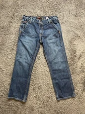 Ariat Jeans Men's 32x27 Blue Relaxed Bootcut M4 Workwear Dark Denim