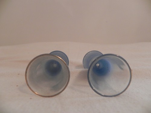 Vintage Miniature Blue Stem Gold Rim Wine Goblet Shot Glasses - Picture 3 of 4