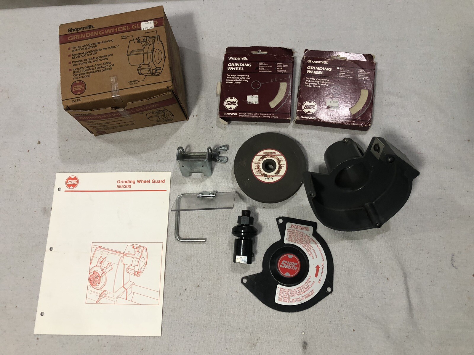 Shopsmith Grinding Wheel PK 5/8" Arbor + 3 Grinding wheels + Wheel