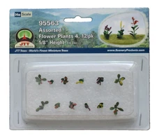 JTT Scenery 95563 HO Scale Assorted Flower Plants 4 12 Pack NIB