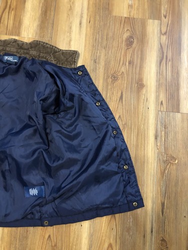 Vintage Polo Ralph Lauren Boys Quilted Jacket Size 7 Corduroy Collar Trip Blue - Picture 14 of 21