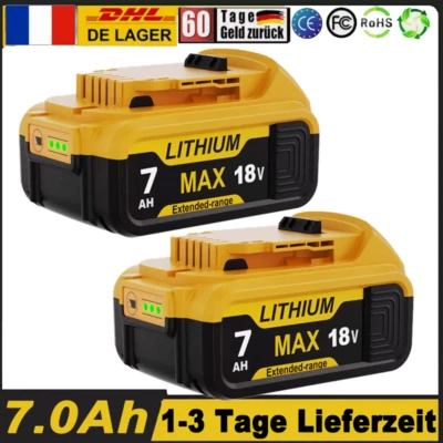 2x Pour DeWalt batterie 18 V 7,0Ah XR Lithium-Ion DCB182 DCB184 DCB200 DCB205