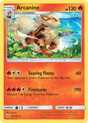 arcanine pokemon card holo 1x Arcanine 22/149 HOLO RARE Sun & Moon Pokemon TCG Card NM