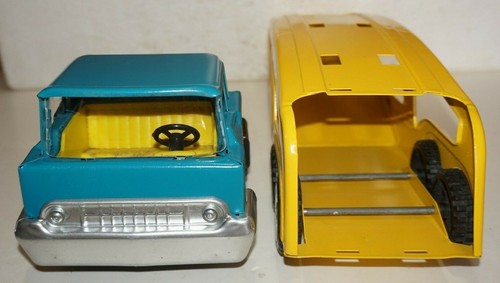 VINTAGE STRUCTO CAR AUTO HAULER CARRIER AND TRAILER PRESSED STEEL~RESTORED~ 22"L - Picture 5 of 9
