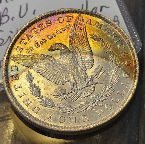 1884-O Morgan Toned B.U. Silver Dollar Rainbow Natural Toning UNALTERED PHOTOS - Picture 2 of 9