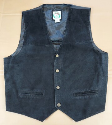 Appalachian Trail Vintage Black Leather Vest Size Large