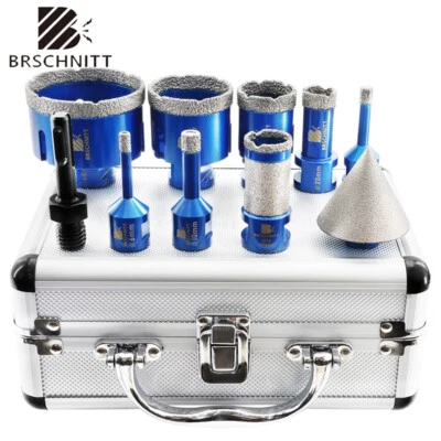 BRSCHNITT 10tlg M14 Diamant Fliesenbohrer Set Bohrkronen Diascheibe Winkelschleifer 6-68mm
