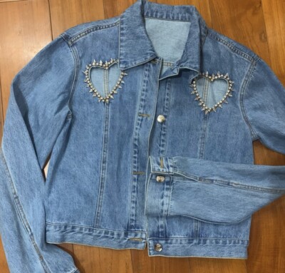 AREA crystal-embellished denim jacket | eBay