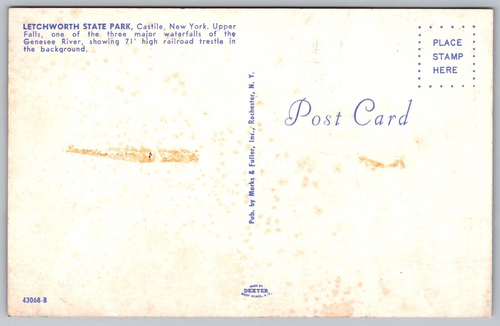 Letchworth State Park Castile New York Upper Falls Genesee River VNG