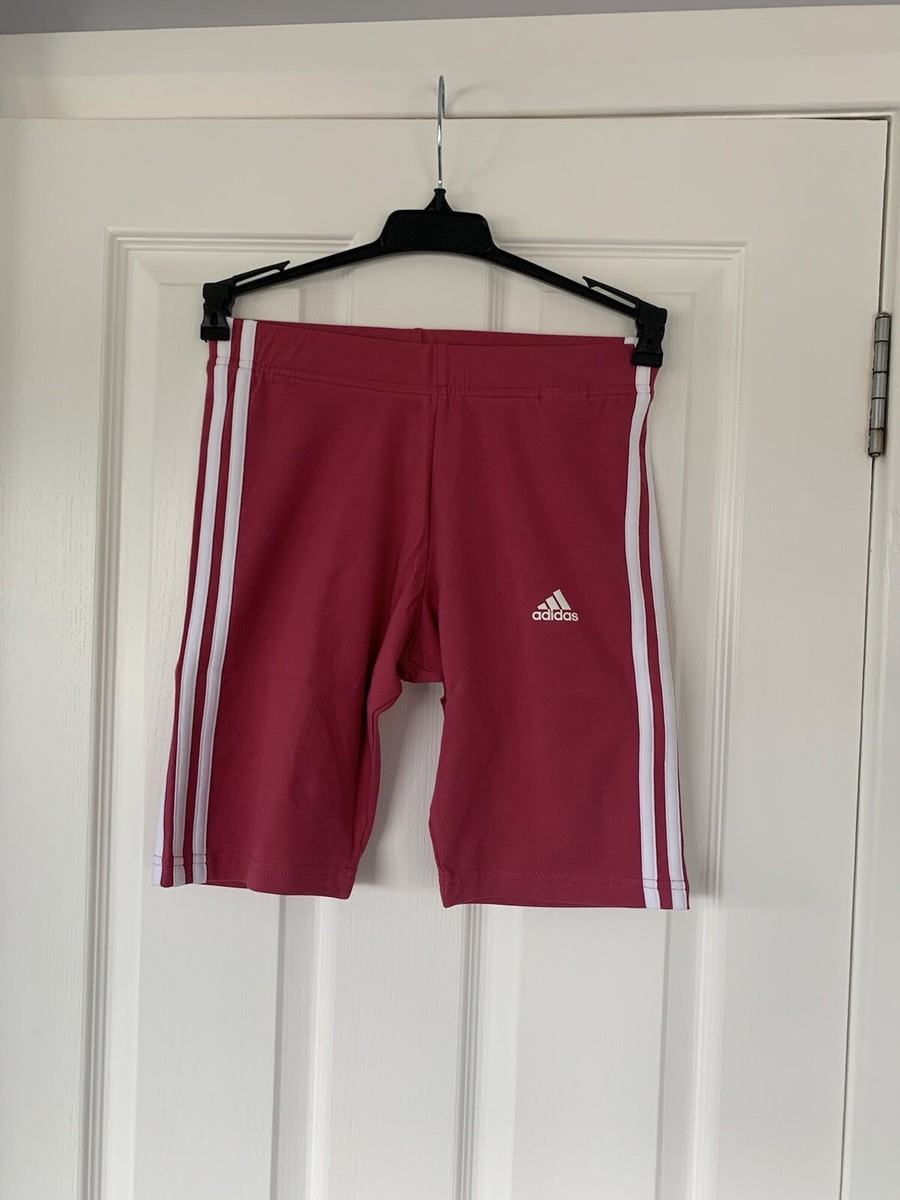 ADIDAS Pink Stripes Essential cycle workout Shorts size S