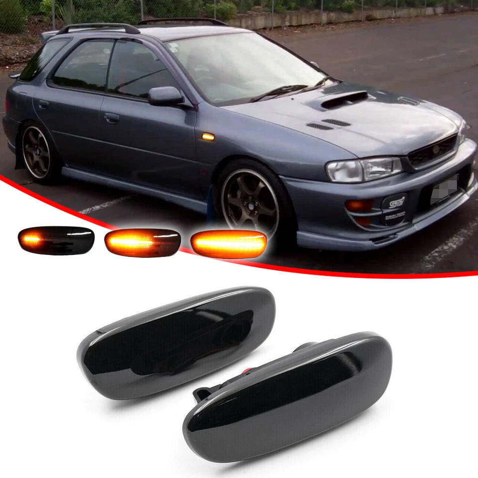 Luz de señalización lateral LED ahumada secuencial para 93-01 Subaru Impreza GC GM GF Foto 2 de 4
