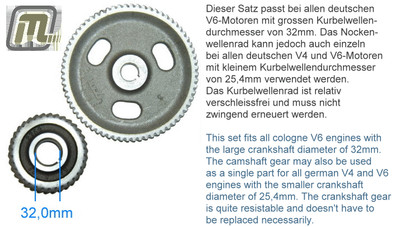 Timing Gear Set 2-pieces Ford Granada MK2/MK3  V6 2,0-2,3l Crankshaft-Ø 32,0mm
