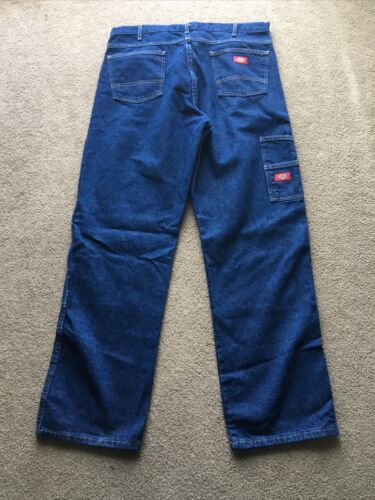 Dickies Reinforced Knees Jeans 38x32 Heavy Denim Work Painter Dark Wash COTTON - Picture 6 of 9