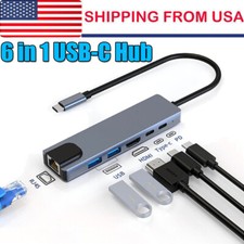 Portable 6 in1 USB C Hub Multiport Type C Adapter For Laptop iPhone iPad Macbook