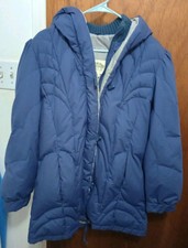 Vintage Women's Windsor Bay Duck Down Quilted Blue Collard Jacket Size Medium