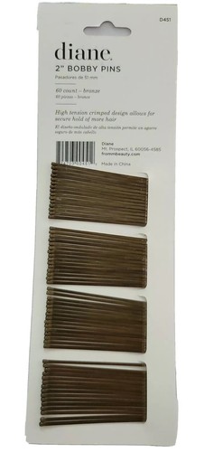 Diane 2'' Bobby Pins Curve Bronze Hair Bob Pins Pack of 60 count D451 - Picture 3 of 6