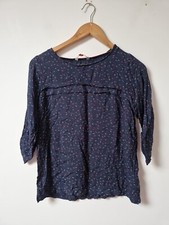 White Stuff Ditsy Bird Print Navy Blue Lightweight Blouse Top Size 8