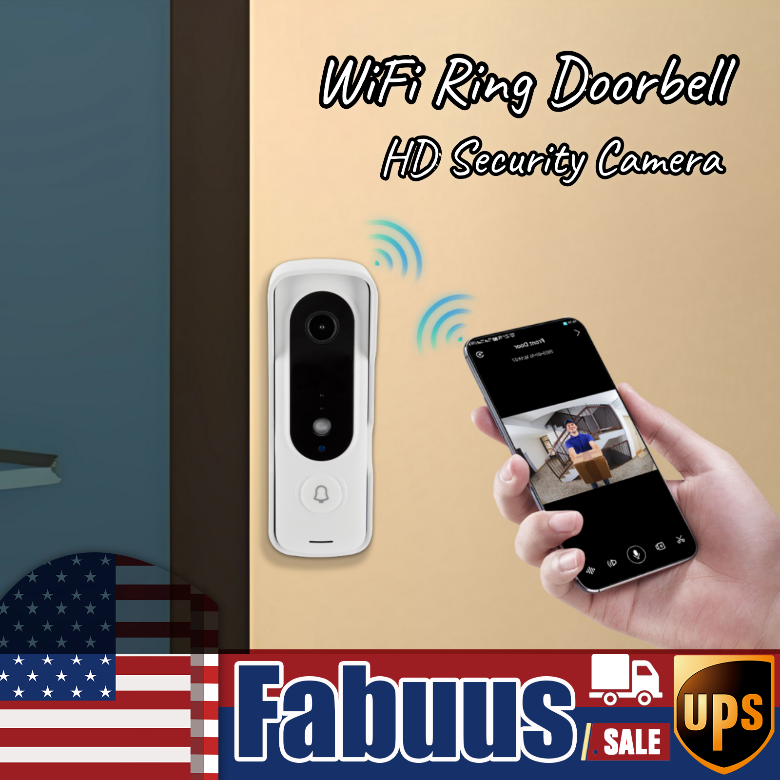 Wireless WiFi Ring Doorbell HD Security Camera with Motion Detection  -image