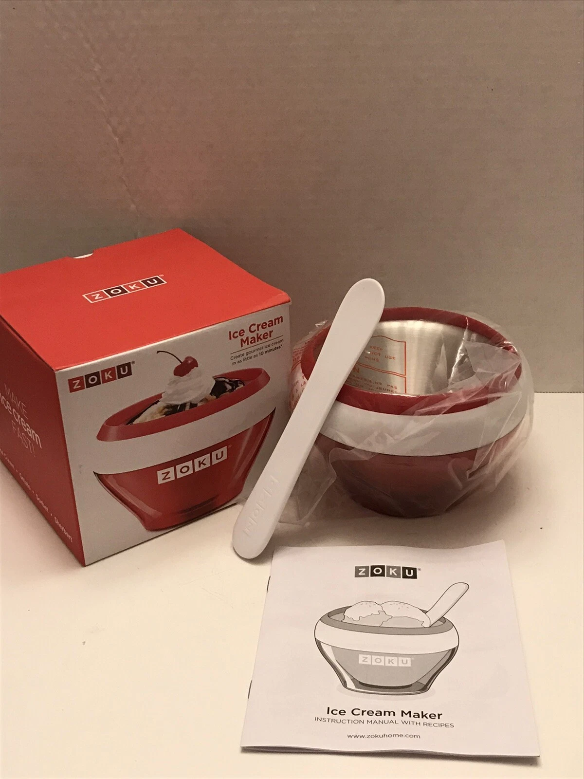 Zoku Stainless Steel Ice Cream Maker In Red - ZK120-RD New In Box