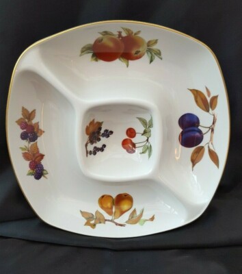 Royal Worcester Eversham Gold große Rohstoffe geteilt Servier Snack Schale Teller 
