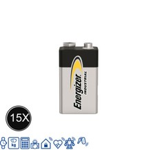 15 x Energizer Industrial 9V Block Alkaline E-Block 6LR21 Batterie - Rauchmelder