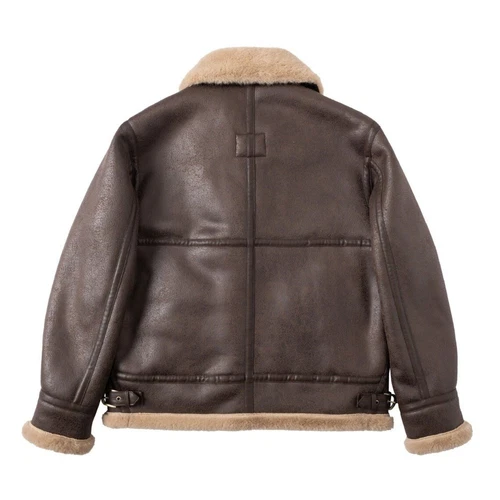 Men's Leon Kennedy Resident Evil Remake 4 Faux Fur Bomber Leather Jacket image 2