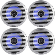 4x Kicker KM614FL 6.5" 130 Watts Peak ThinMount Coaxial Marine RGB LED Speakers