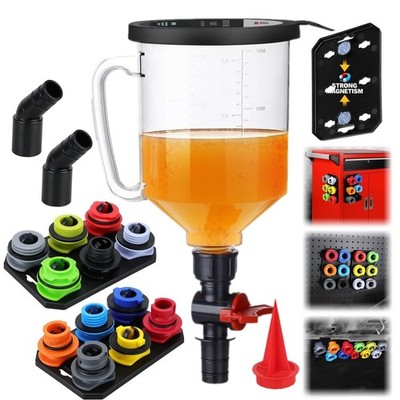 18Pcs Engine Oil Funnel Kit 1.59QT/1.5L Automotive Coolant Funnel Set 12 Adapter