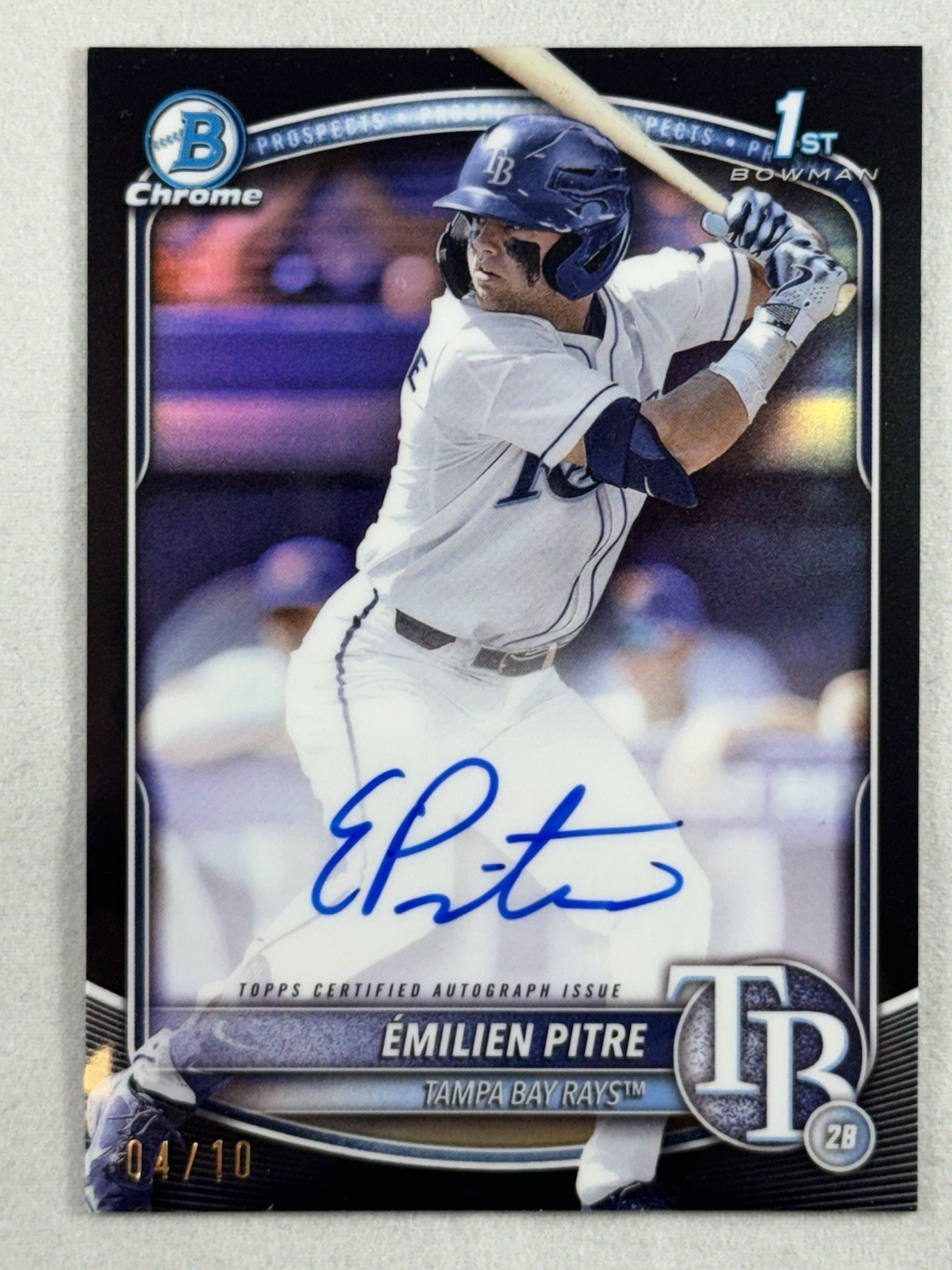 2025 Bowman Chrome Emilien Pitre Auto #CPA-EPI - True Black Refractor 04/10
