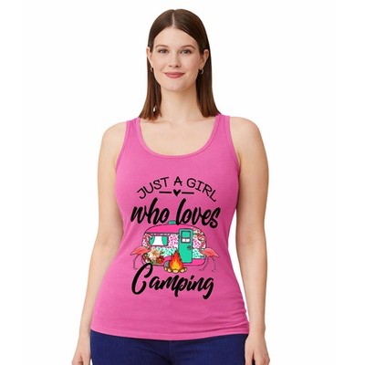 Just A Girl Who Loves Damen Trägershirt Tank Top Glamping Camping Geschenk für sie