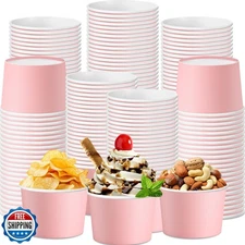Jingmore 60 Pcs Paper Ice Cream Cups 9oz Colored Disposable Dessert Bowls for