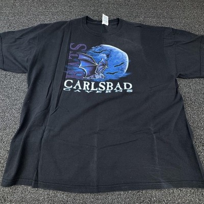 Vtg Delta Pro Weight Shirt Mens 2XL Black Carlsbad Caverns Bat Moon Heavyweight