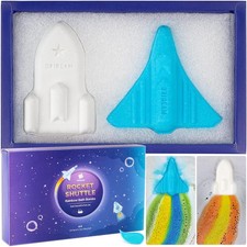 Extra Large Space Shuttle and Rocket Kids Bath Bombs for Boys - Handmade Rainbow