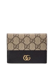 Gucci Gg Marmont Gg Supreme Canvas Leather Card Case Women's Black